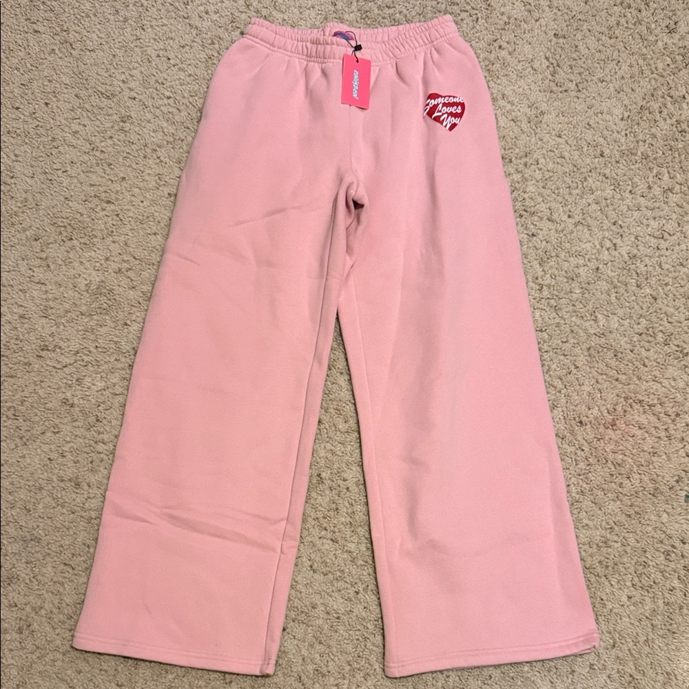 EDIKTED Pink Wide-Leg Sweatpants NWT